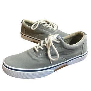 Sperry Top Sider Men's Halyard CVO Sneakers 9 Gray Canvas Lace Up Tennis Shoes